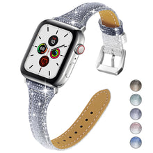 Load image into Gallery viewer, Yolovie Genuine Leather Band Compatible for Apple Watch Strap for iWatch Series 5 Series 4 3 2 1 (Black Silver)