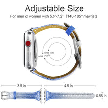 Load image into Gallery viewer, Yolovie Genuine Leather Band Compatible for Apple Watch Strap for iWatch Series 5 Series 4 3 2 1 (Blue Silver)