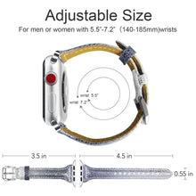 Load image into Gallery viewer, Yolovie Genuine Leather Band Compatible for Apple Watch Strap for iWatch Series 5 Series 4 3 2 1 (Black Silver)