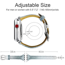 Load image into Gallery viewer, Yolovie Genuine Leather Band Compatible for Apple Watch 38mm 40mm Watch Strap for iWatch Series 5 Series 4 3 2 1 (Green Silver)