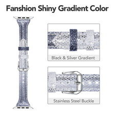 Load image into Gallery viewer, Yolovie Genuine Leather Band Compatible for Apple Watch Strap for iWatch Series 5 Series 4 3 2 1 (Black Silver)