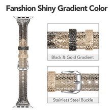 Load image into Gallery viewer, Yolovie Genuine Leather Band Compatible for Apple Watch 38mm 40mm Watch Strap for iWatch Series 5 Series 4 3 2 1 (Black Gold)