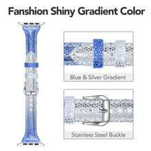 Load image into Gallery viewer, Yolovie Genuine Leather Band Compatible for Apple Watch Strap for iWatch Series 5 Series 4 3 2 1 (Blue Silver)