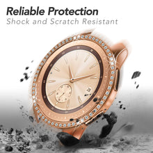 Load image into Gallery viewer, Yolovie Compatible with Samsung Galaxy Watch 42mm 46mm Case, Bling Crystal Rhinestone Bumper (Rose Gold)
