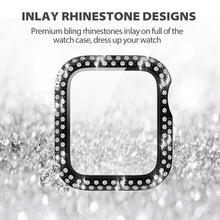 Load image into Gallery viewer, Yolovie (2-Pack) Compatible for Apple Watch Case with Screen Protector 40mm Series 6/5/4/SE, Bling Cover Diamonds Rhinestone Bumper Protective Frame for iWatch Girl Women (Black/Silver)