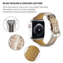 Load image into Gallery viewer, Yolovie Genuine Leather Band Compatible for Apple Watch 38mm 40mm Watch Strap for iWatch Series 5 Series 4 3 2 1 (Black Gold)