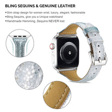 Load image into Gallery viewer, Yolovie Genuine Leather Band Compatible for Apple Watch 38mm 40mm Watch Strap for iWatch Series 5 Series 4 3 2 1 (Green Silver)