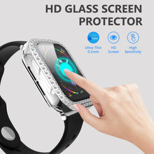 Load image into Gallery viewer, Yolovie (2-Pack) Compatible for Apple Watch Case with Screen Protector 40mm Series 6/5/4/SE, Bling Cover Diamonds Rhinestone Bumper Protective Frame for iWatch Girl Women (Black/Silver)