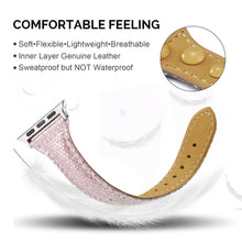 Load image into Gallery viewer, Yolovie Genuine Leather Band Compatible for Apple Watch 38mm 40mm Watch Strap for iWatch Series 5 Series 4 3 2 1 (Pink Silver)
