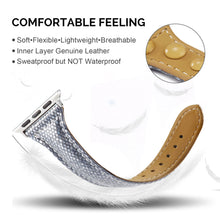 Load image into Gallery viewer, Yolovie Genuine Leather Band Compatible for Apple Watch Strap for iWatch Series 5 Series 4 3 2 1 (Black Silver)