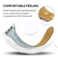 Load image into Gallery viewer, Yolovie Genuine Leather Band Compatible for Apple Watch 38mm 40mm Watch Strap for iWatch Series 5 Series 4 3 2 1 (Green Silver)