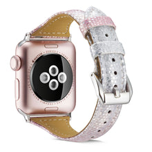 Load image into Gallery viewer, Yolovie Genuine Leather Band Compatible for Apple Watch 38mm 40mm Watch Strap for iWatch Series 5 Series 4 3 2 1 (Pink Silver)
