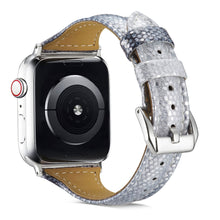 Load image into Gallery viewer, Yolovie Genuine Leather Band Compatible for Apple Watch Strap for iWatch Series 5 Series 4 3 2 1 (Black Silver)