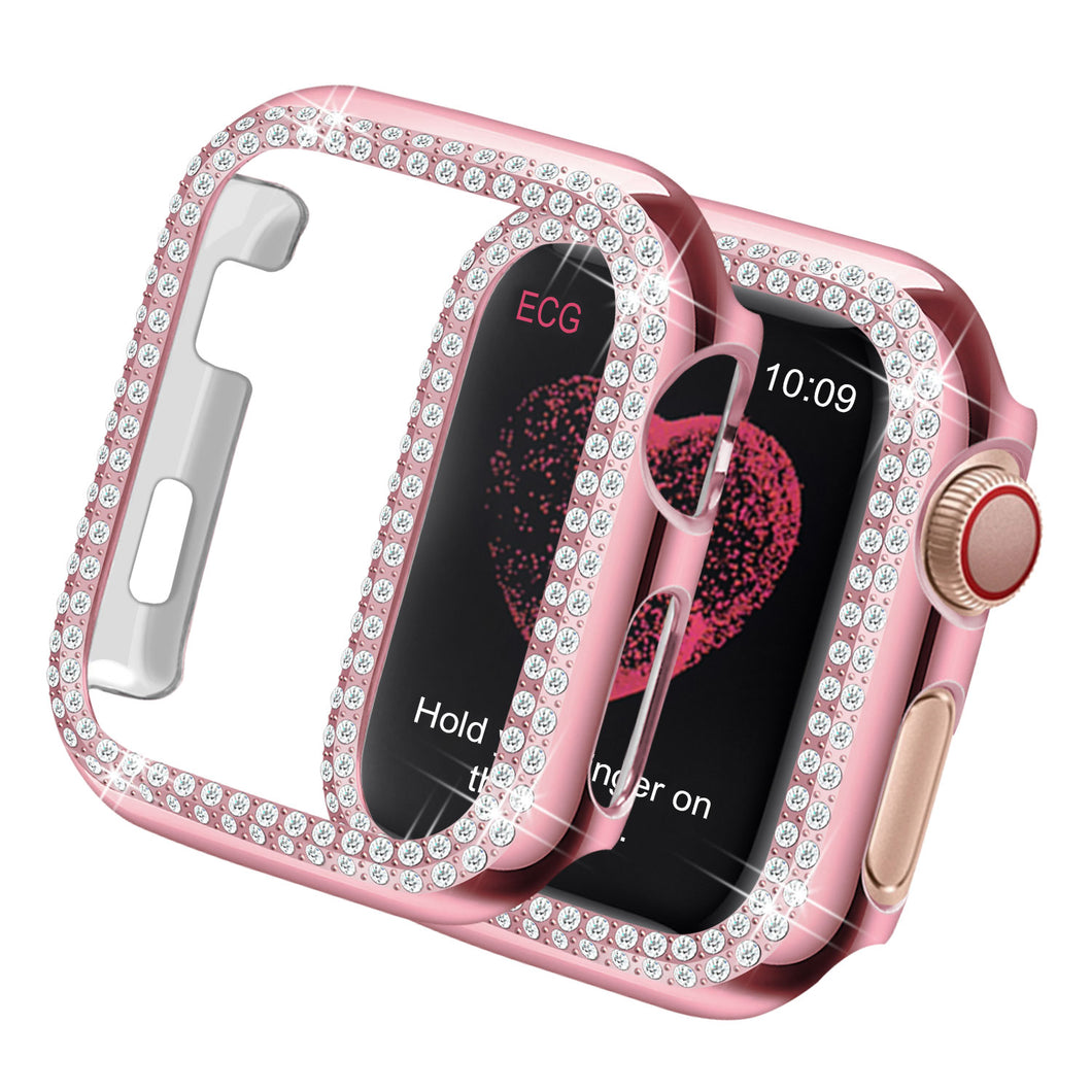 Yolovie Compatible for Apple Watch Double Circle Bling Case For Series 5 4 3 2 1 (Pink)