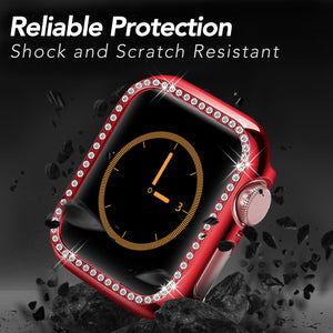 Yolovie Compatible for Apple Watch Bling Case For Series 5 4 3 2 1 (Red)