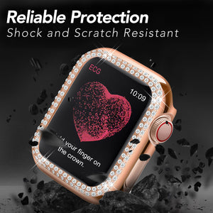 Yolovie Compatible for Apple Watch Double Circle Bling Case For Series 5 4 3 2 1 (Rose Gold）