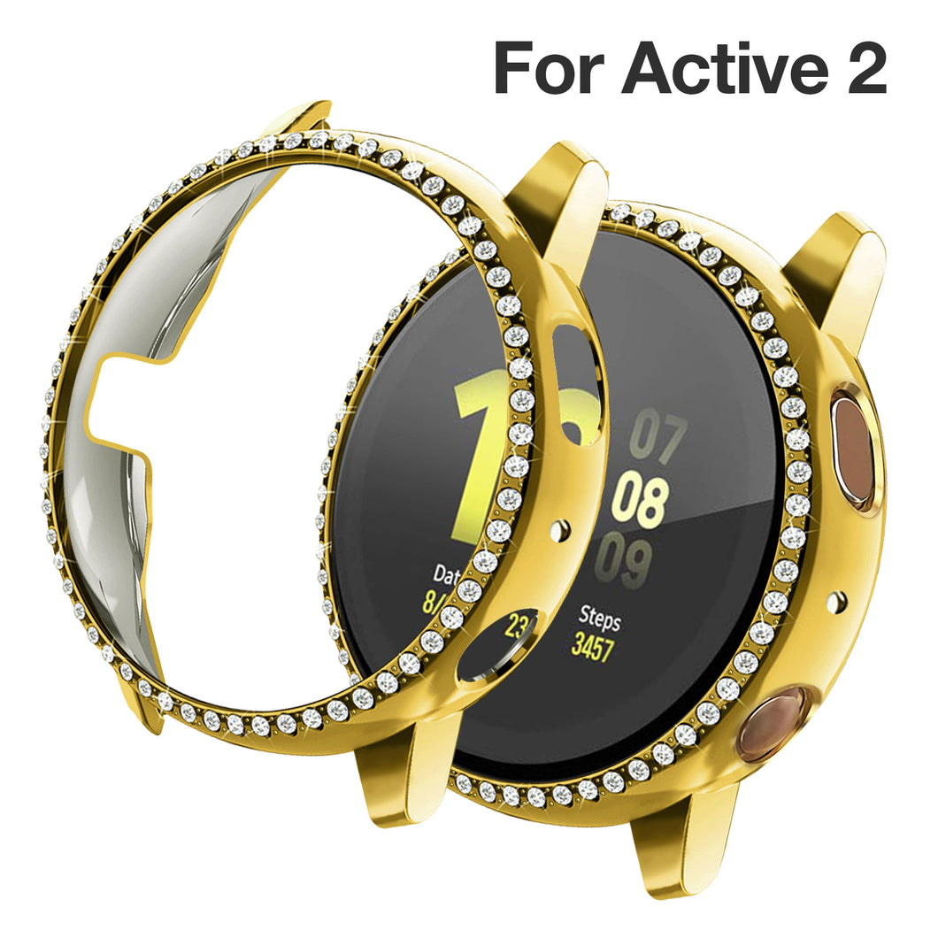 Yolovie Compatible with Samsung Galaxy Watch Active 2 Shiny Rhinestone Case (Gold)