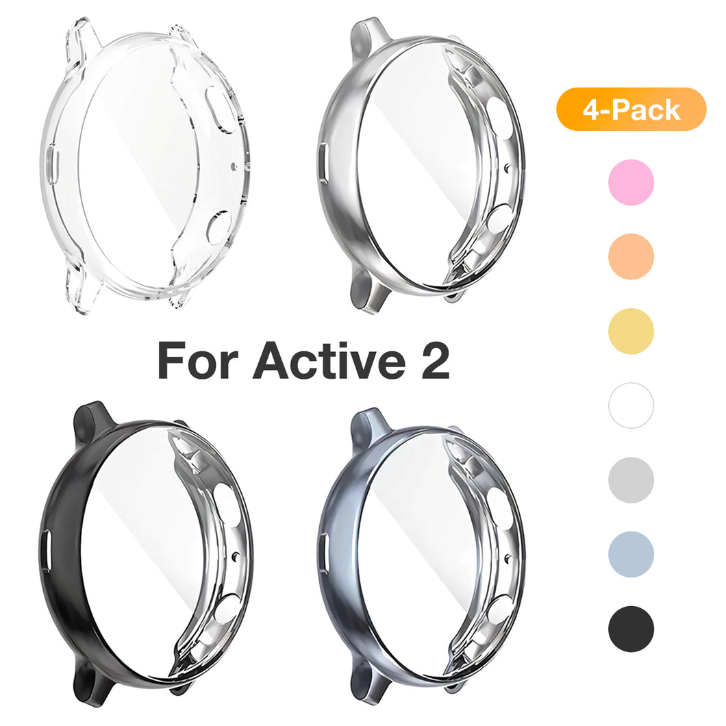 Yolovie (4 Pack) Screen Protector Case Compatible for Samsung Galaxy Watch Active 2 (Clear/Sliver/Black/Gray)
