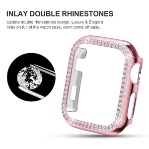 Yolovie Compatible for Apple Watch Double Circle Bling Case For Series 5 4 3 2 1 (Pink)