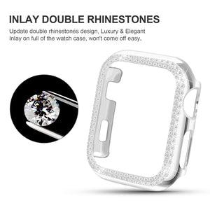 Yolovie Compatible for Apple Watch Double Circle Bling Case For Series 5 4 3 2 1 (Silver）