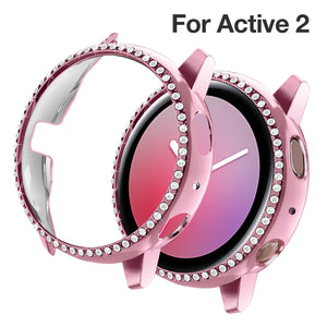 Yolovie Compatible with Samsung Galaxy Watch Active 2 Shiny Rhinestone Case (Pink)