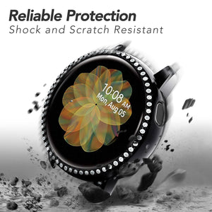 Yolovie Compatible with Samsung Galaxy Watch Active 2 Shiny Rhinestone Case (Black)