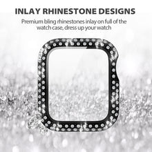 Load image into Gallery viewer, Yolovie (2-Pack) Compatible for Apple Watch Case with Screen Protector 40mm Series 6/5/4/SE, Bling Cover Diamonds Rhinestone Bumper Protective Frame for iWatch Girl Women (Black/Silver)
