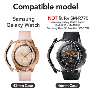 Yolovie Compatible with Samsung Galaxy Watch 42mm 46mm Case, Bling Crystal Rhinestone Bumper (Pink)