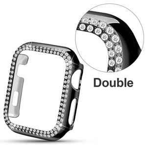 Yolovie Compatible for Apple Watch Double Circle Bling Case For Series 5 4 3 2 1 (Black)