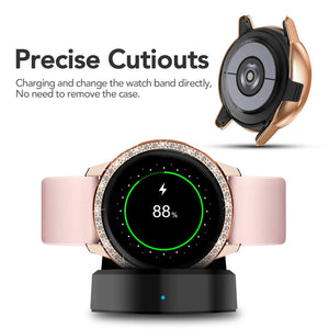 Yolovie Compatible with Samsung Galaxy Watch Active 2 Shiny Rhinestone Case (Rose Gold)