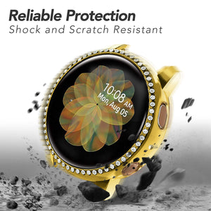Yolovie Compatible with Samsung Galaxy Watch Active 2 Shiny Rhinestone Case (Gold)
