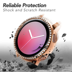 Yolovie Compatible with Samsung Galaxy Watch Active 2 Shiny Rhinestone Case (Rose Gold)
